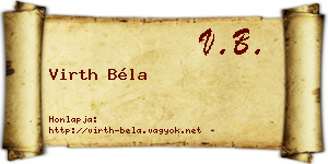 Virth Béla névjegykártya